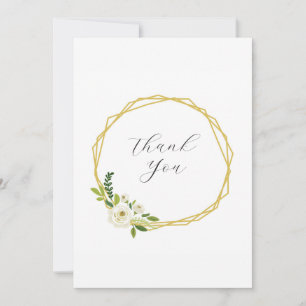 Carte De Remerciements Cadre Floral Rose Blanche Luxueux