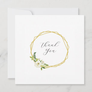 Carte De Remerciements Cadre Floral Rose Blanche Luxueux
