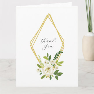 Carte De Remerciements Cadre Floral Rose Blanche Luxueux