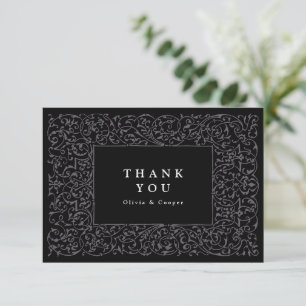 Carte De Remerciements Cadre Orné Vintage Noir Mariage Classique
