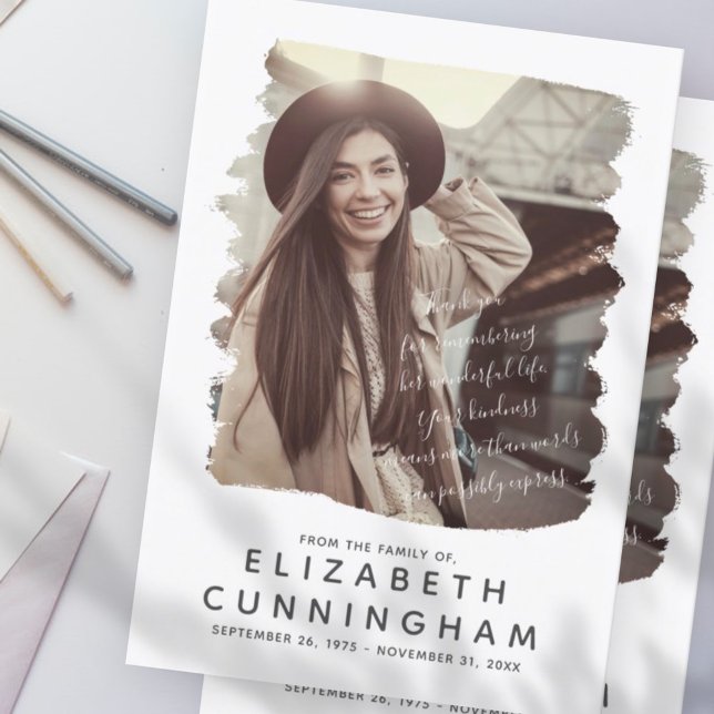 Carte De Remerciements Cadre photo simple et moderne Memorial (Créateur téléchargé)