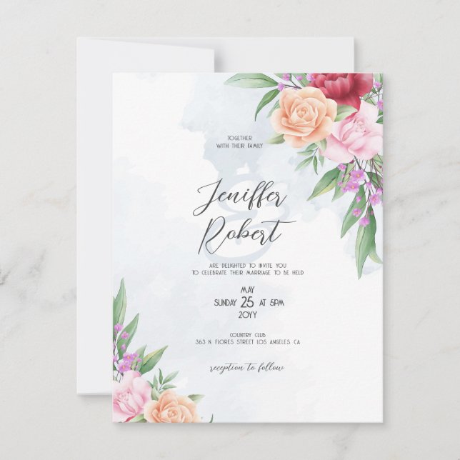 Carte De Remerciements Cadre rose rose et beige (Devant)