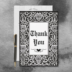 Carte De Remerciements Cadre Roycroft gothique vintage noir et blanc