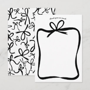 Carte De Remerciements Cadre ruban bow élégant douche de mariée PERSONNAL