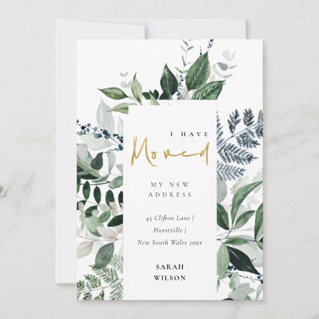 Carte De Remerciements Cadre vert or vert J'ai Moved Card (Devant)