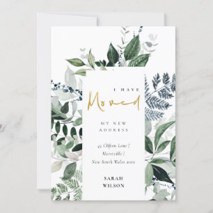 Carte De Remerciements Cadre vert or vert J'ai Moved Card