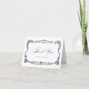 Carte De Remerciements Cadre vintage Navy Script Classique