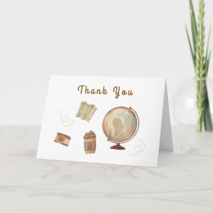 Carte De Remerciements Café Bébé Aventure Globe Café Baby shower