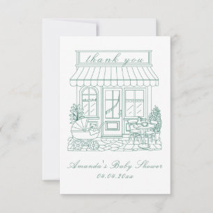 Carte De Remerciements Cafe Bebe Bonjour Baby Shower