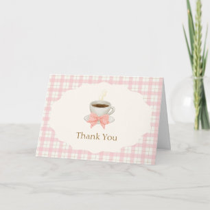 Carte De Remerciements Cafe Bébé Bonjour Rose Fête Prénatale Café Gingham