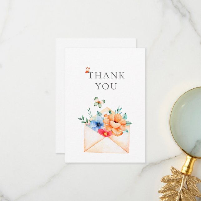 Carte De Remerciements Café Boulangerie Paris Aquarelle  (Devant/Arrière en situation)