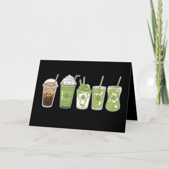 Carte De Remerciements Café Latte Green Cute Irish St Patrick's Day (Devant)