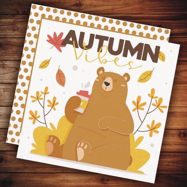 Carte De Remerciements Café Ours Vibrations d'Automne (Créateur téléchargé)