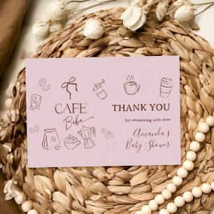 Carte De Remerciements Café Ruban Rose Fille Bébé Baby Shower