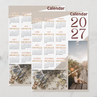 Carte De Remerciements Calendrier mural personnalisé 2027 avec photo