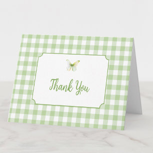 Carte De Remerciements Câlins de papillon vert sauge Baby Shower