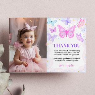 Carte De Remerciements Câlins Papillon Rose Photo de remerciement d'anniv