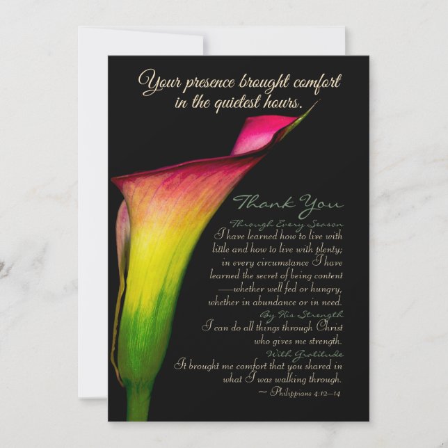 Carte De Remerciements Calla Lily Écriture – Fleurs Rouge Jaune Vert (Devant)