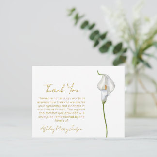 Carte De Remerciements Calla Lily Funeral Thank You Card Bereavement 