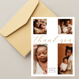 Carte De Remerciements Calligraphie 4 Collage photo Croix Baptême
