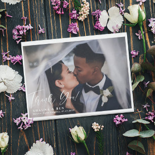 Carte De Remerciements Calligraphie à la frontière blanche superposition