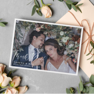 Carte De Remerciements Calligraphie à la frontière blanche superposition 