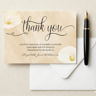 Carte De Remerciements Calligraphie Aquarelle Lilies Remerciements Funéra
