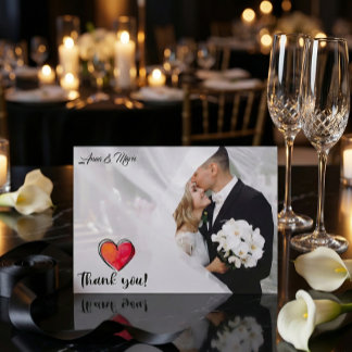Carte De Remerciements Calligraphie aquarelle romantique photo mariage