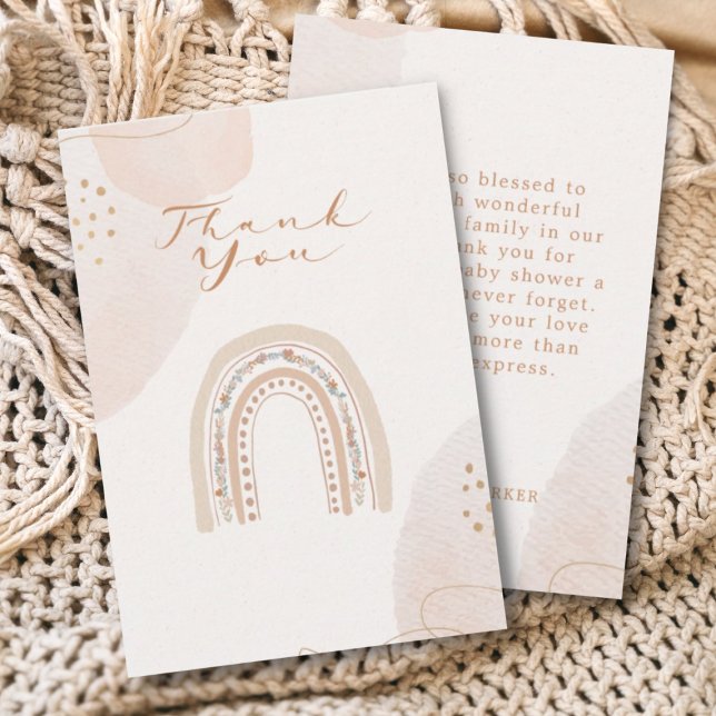 Carte De Remerciements Calligraphie arc-en-ciel de Bohême neutre par sexe (Créateur téléchargé)
