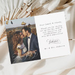 Carte De Remerciements Calligraphie blanche romantique Mariage photo<br><div class="desc">Ce carte de remerciements mariage présente des calligraphies élégantes et romantiques avec du texte personnalisé. Parfait pour les mariages,  anniversaires,  diplômes et autres événements. Pour une personnalisation plus avancée de cette conception,  cliquez sur le BOUTON OUTIL DESIGN BLEU ci-dessus !</div>