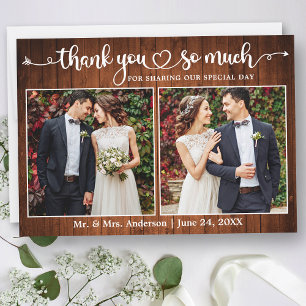 Carte De Remerciements Calligraphie Coeur Script Wood 2 Mariage photo