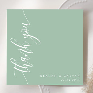 Carte De Remerciements Calligraphie de mariage écriture Dusty Mint