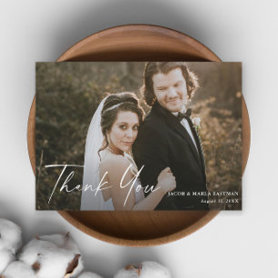 Carte De Remerciements Calligraphie de mariage photo de style moderne