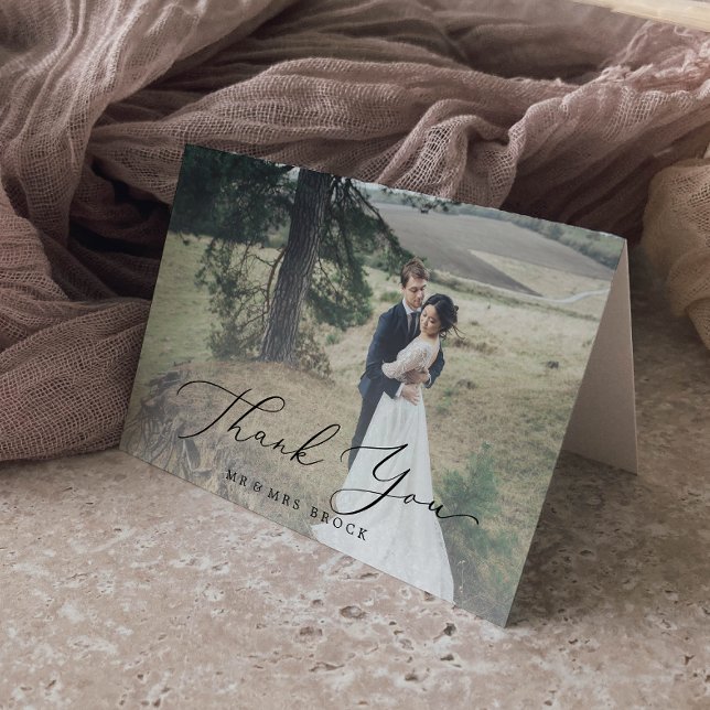 Carte De Remerciements Calligraphie délicate - Revêtement photo léger (Créateur téléchargé)