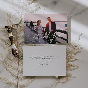 Carte De Remerciements calligraphie élégante lettrage photo mariage