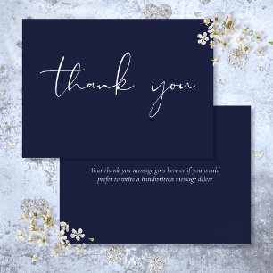 Carte De Remerciements Calligraphie élégante moderne bleu marine