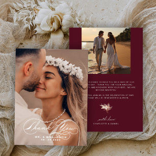 Carte De Remerciements Calligraphie Élégante Photo Mariage Bordeaux