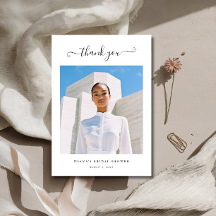 Carte De Remerciements Calligraphie Fantaisie Script Photo Bridal Shower