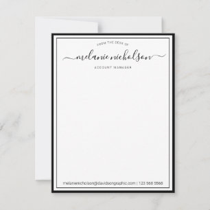 Carte De Remerciements Calligraphie Fille Du Bureau De La Frontière Noire