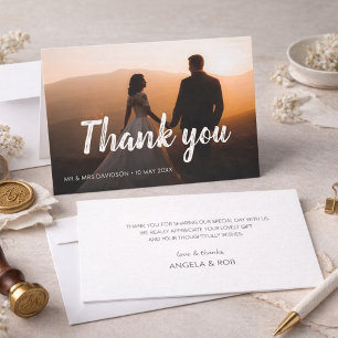 Carte De Remerciements calligraphie lettrage photo de mariage