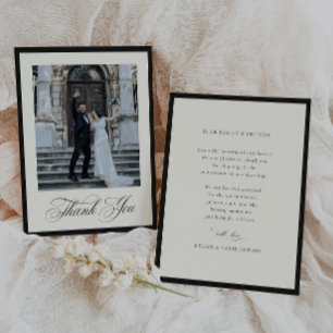 Carte De Remerciements CALLIGRAPHIE MAJESTUEUSEUSE Photo de mariage