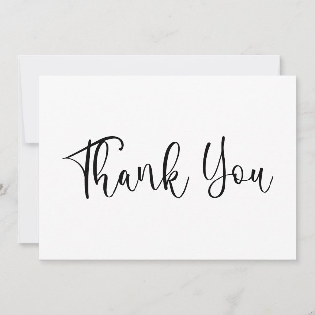 Carte De Remerciements Calligraphie manuscrite moderne noire (Devant)