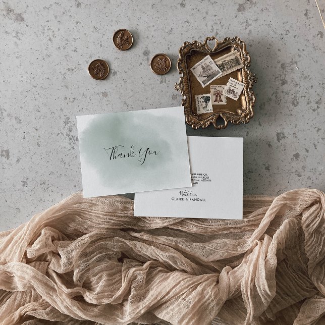 Carte De Remerciements Calligraphie Mariage vert et blanc (Créateur téléchargé)