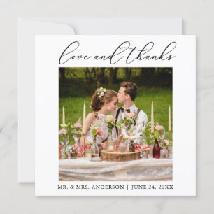 Carte De Remerciements Calligraphie minimaliste Amour Mariage Carré photo