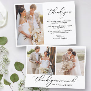 Carte De Remerciements Calligraphie minimaliste moderne 3 Mariage photo