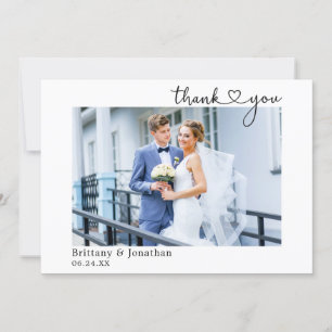 Carte De Remerciements Calligraphie minimaliste moderne Mariage cardiaque