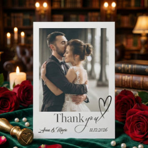 Carte De Remerciements Calligraphie minimaliste moderne Photo mariage