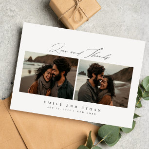 Carte De Remerciements Calligraphie moderne 2 Photo Mariage