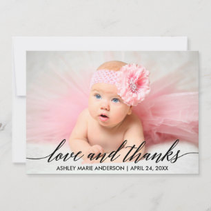 Carte De Remerciements Calligraphie moderne Baby Love and Thanks Photo