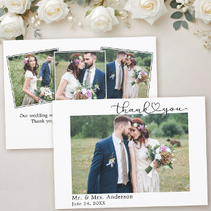 Carte De Remerciements Calligraphie moderne Coeur Script 4 Mariage photo